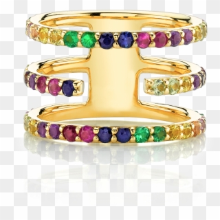 Rainbow Split Band Pinky And Midi Ring Orange Sapphire, - Ring, HD Png Download