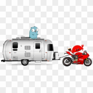 Motocrab With Ristretto And Gopher On Storage - 15 Foot Airstream, HD Png Download