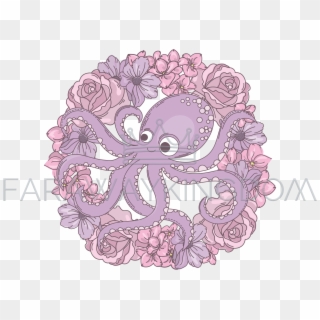 Octopus Wreath Holiday Flower Bouquet Vector Illustration - Sirena Decoracion Para Imprimir, HD Png Download