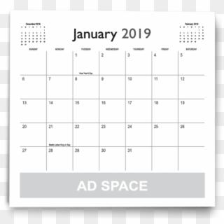 Calendar Templates Printingcenterusa - Photoshop Calendar Template 2019, HD Png Download