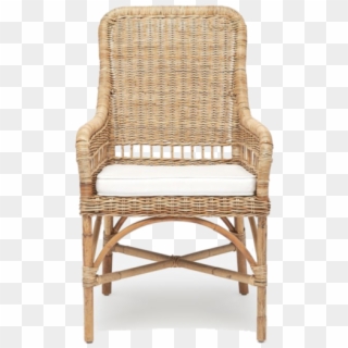 Wicker Arm Chair With Cushion Front View - Chair, HD Png Download
