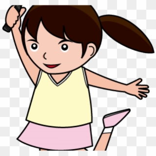Badminton Clipart Tennis Player - Girl Playing Badminton Clipart, HD Png Download