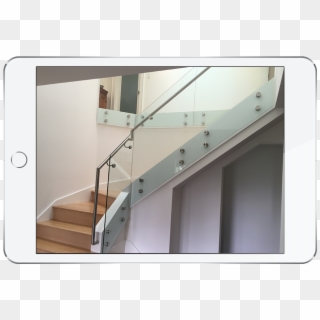 Glass Railings - Frameless Glass Railing Stairs, HD Png Download