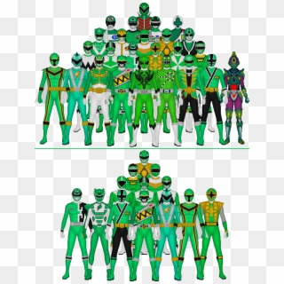 This Is A Group Shot Of Every Red Warrior From The - Power Rangers All Green, HD Png Download
