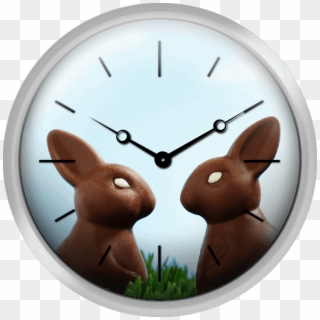 Two Chocolate Easter Bunnies Facing Each Other In Grass - Sunset Clock, HD Png Download