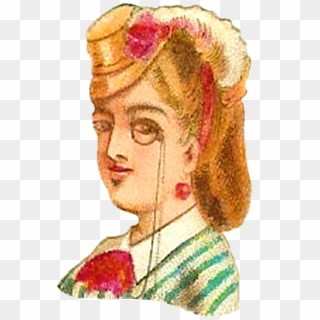 Vintage Woman Clip Art Of Victorian Hat Fashion Portrait - Illustration, HD Png Download