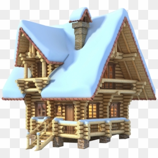 Chimney Drawing Log Cabin - 3d Cartoon Background Snow, HD Png Download