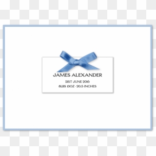 Folded Bordered Birth Announcements With Blue Bow - Paper, HD Png Download