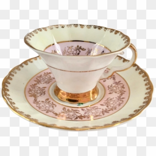 Regency England Pink And Gold Filigree Bone China Teacup - Cup, HD Png Download