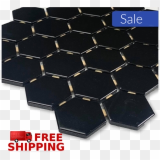 2 Black Hexagon Ceramic Mosaics - Plastic, HD Png Download