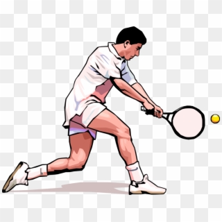 Vector Illustration Of Tennis Player With Racket Or - Soft Tennis, HD Png Download