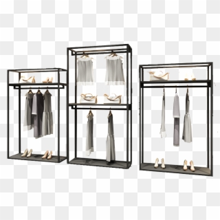 Clothing Shop Display Stand Double Floor Hanging Racks - Shelf, HD Png Download