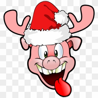 Funny Christmas Reindeer Pig Png Free No Copyright - Pig Png Christmas, Transparent Png