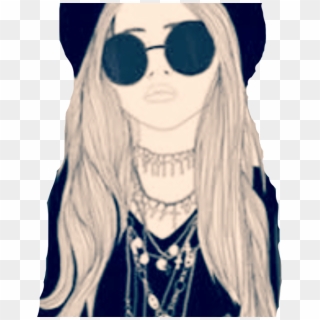 #california #hipster #freetoedit - Black And White Girl Drawing, HD Png Download