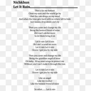 Nichkhun Let It Rain Lyrics , Png Download - Let It Rain Paroles, Transparent Png