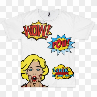 Prexz Wow Pow Look At Me Now Comic Tee - Cartoon, HD Png Download