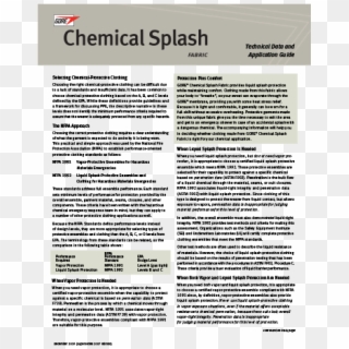 Gore® Chemical Splash Fabric Technical Data And Applications, HD Png Download