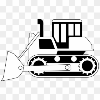 Bulldozer Clipart - Construction Site Trucks Clipart Black And White, HD Png Download
