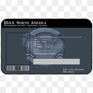 Bsaa North America Id Template Pvc Card Cosplay - Bsaa Id Card Back, HD Png Download