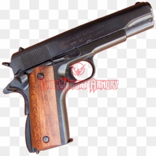 45 Caliber Automatic Pistol Wood Grip - Pistol With Wood Grip, HD Png Download