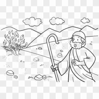 Beard Bible Clouds Comic - Moses And Burning Bush Coloring Page, HD Png Download