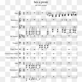 Hes A Pirate Sheet Music For Flute, Harmonica, French - Sheet Music, HD Png Download