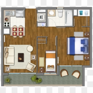 2 Dormitorios 1 Bano - Floor Plan, HD Png Download