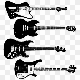 Electric Guitar Vector Silhouette Fender Gibson Rickenbacker - Rickenbacker Bass Clip Art, HD Png Download