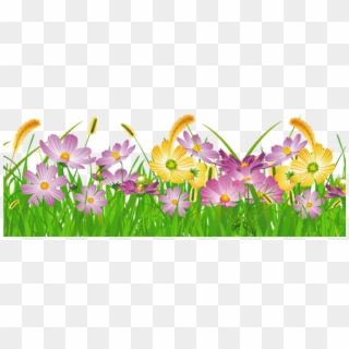 Grass Ground With Pink Flowers Png Clipart Gallery - Grass Flower Clipart, Transparent Png
