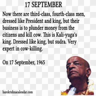 17 September - Srila Prabhupada Quotes Cow, HD Png Download