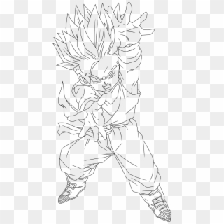 Goten And Kid Trunks Lineart - Kid Trunks Drawing, HD Png Download