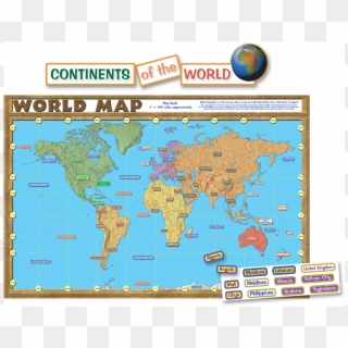 Tcr4410 World Map Bulletin Board Display Set Image - Maps For Grade 5, HD Png Download