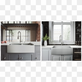 Two Vigo Stainless Steel Farmhouse Kitchen Sinks, One - Sink, HD Png Download