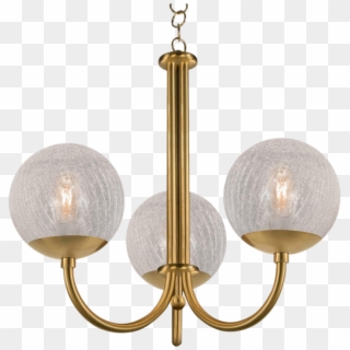 Oxford Brushed Brass 3 Arm Cracked Glass Globes Pendant - Chandelier, HD Png Download