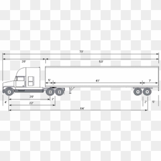 53′ Trailer - Tractor Trailer Dimensions, HD Png Download