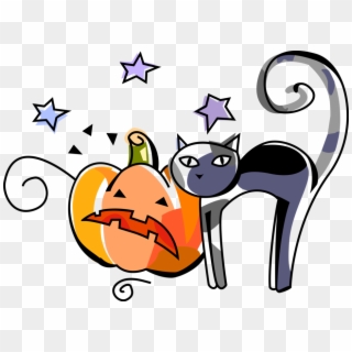 Vector Illustration Of Halloween Black Cat Associated - Halloween Main Idea Activity, HD Png Download