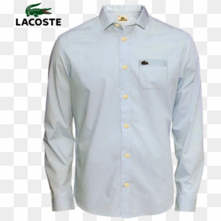 ~lacoste Bold Buttons Classic Long Sleeves Blue Shirt - Button, HD Png Download