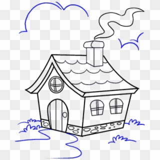 Drawn House Cartoon Flower - Draw A Cartoon House, HD Png Download -  640x480(#6234365) - PngFind
