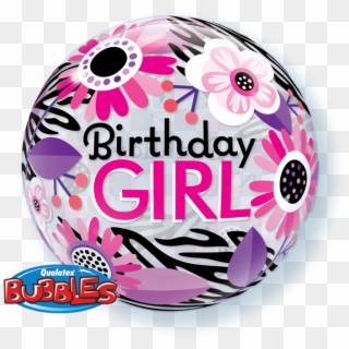 Birthday Girl Floral Zebra Stripes - Birthday Girl Flower Balloon, HD Png Download