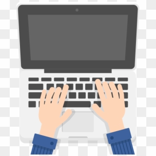 Hands Typing On White Laptop Scene - Typing On Laptop Cartoon, HD Png Download