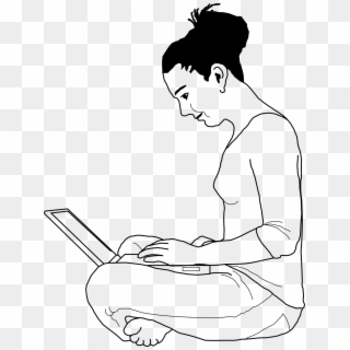 This Free Icons Png Design Of Girl Typing - Women Sitting Line Art, Transparent Png