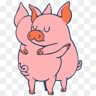 #cute #pigs #hug #love #friends - Hug Pig Cartoon, HD Png Download