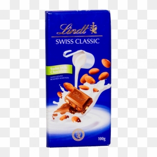 Lindt Swiss Chocolate Milk Almond 100 Gm - Lindt Tablet Swiss Classic Milk Almond 100g, HD Png Download