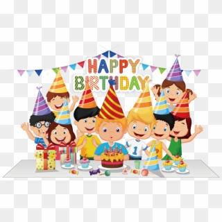 Birthday Cake Party Cartoon - Family Birthday Party Drawing, HD Png Download