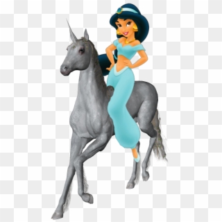 Princess Jasmine Riding Her Beautiful Unicorn Photo - Cartoon, HD Png Download