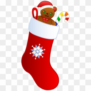 Christmas Stocking With Teddy - Christmas Stocking Transparent Background, HD Png Download