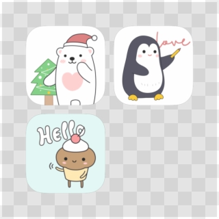 Penguin & Bear & Cupcake Sticker Pack 4 - Cartoon, HD Png Download
