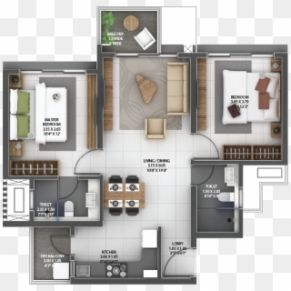 2 Bhk Flats In Baner, Pune Unit-plan - Amanora Gold Towers Price, HD Png Download