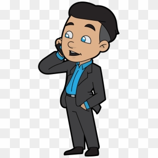 Phone Clipart Businessman - People On The Phone Cartoon, HD Png Download