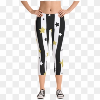 Golden Stars And Stripes Capri Leggings - 90s Workout Clothes, HD Png Download